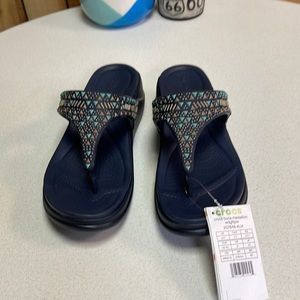 Crocs Boca Medallion Wedge Flip Deep Navy Women’s US11 - Eur 42-43 - UK 9